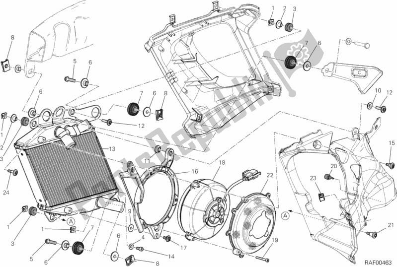 Wszystkie części do Grzejnik, Woda, Prawa Ducati Diavel AMG USA 1200 2013